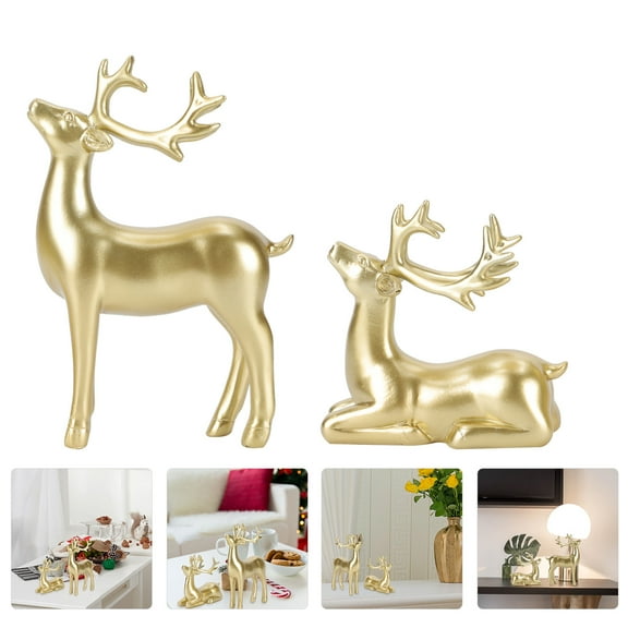 Resin Ornament, 2Pcs Creative Deer Adornment Modern Desktop Adornment Resin Home Decor