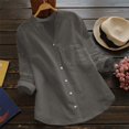 thumbnail image 2 of Chemises Boutonnées pour Femmes Blouse à Manches Longues en Lin de Coton, 2 of 4