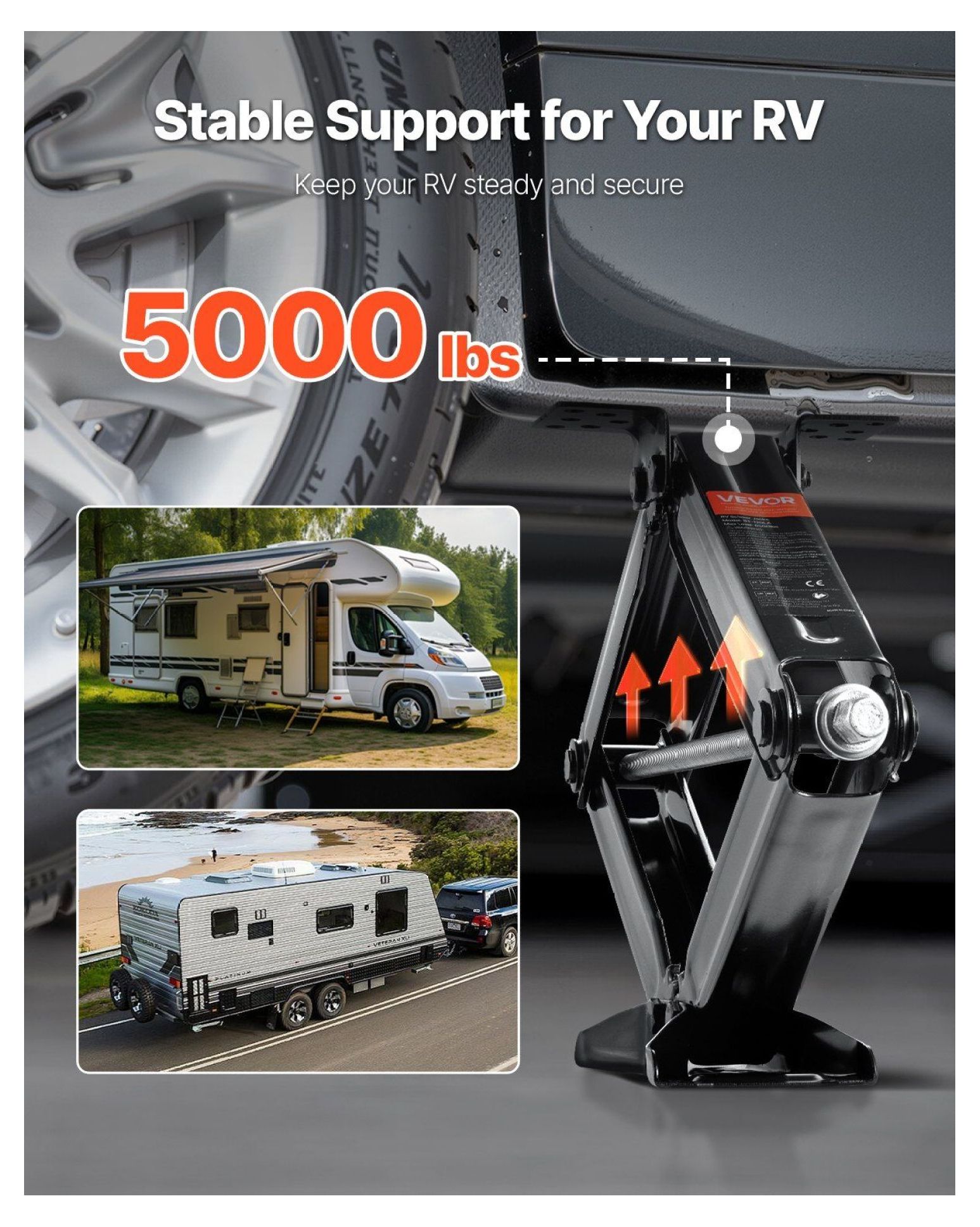 5000 lbs RV Scissor Jacks - 23.4 Inch Stabilizer Jacks for Travel Trailer Leveling, 4-Pack
