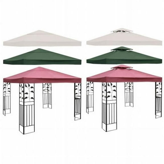 Outdoor 10 x 10 ft. Patio Canopy Gazebo Top Replacement, Beige, Dark Green & Red