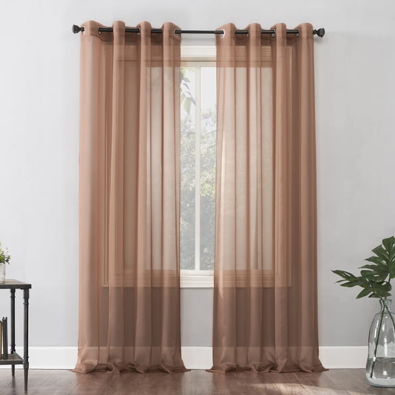 No. 918 Emily Voile Sheer Grommet Curtain Panel, 59"x63", Cedar Orange