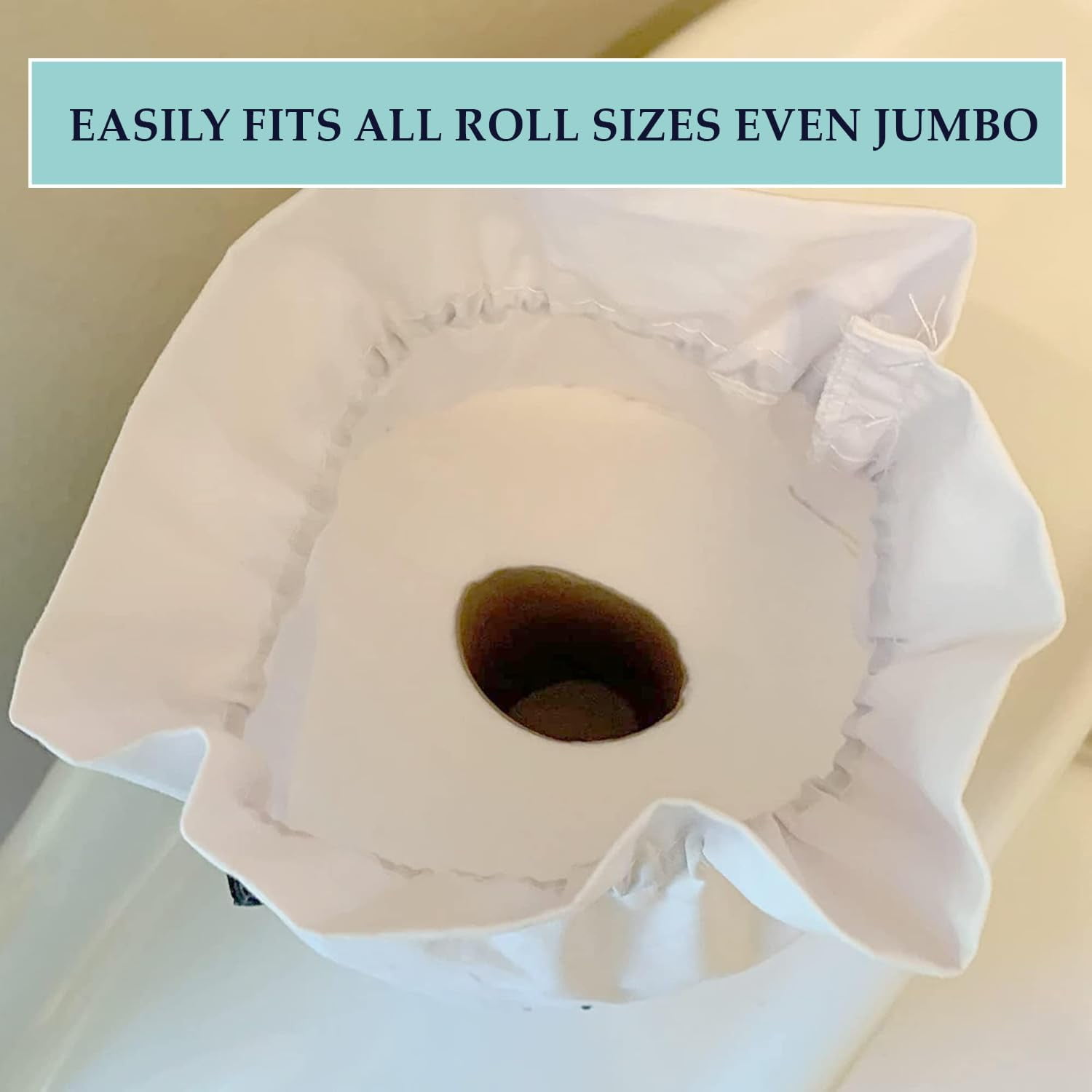 Born Uncommon Toilet Paper Roll Cover - 9" x 5.5" Reusable Cotton Toilet Paper Cover with Drawstring Closure – Decorative Bathrooms Tissue Roll Storage Bag
