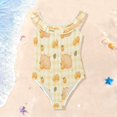 thumbnail image 3 of Girls Ruffled One Piece Swimsuit Summer Beach Vacation Swimwear Tank Swimsuit Light Brown Capybara, 3 of 8