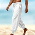 thumbnail image 4 of XIAONU Men's Solid Pants Elastic Waist Relaxed Fit Harem Trousers, 4 of 6