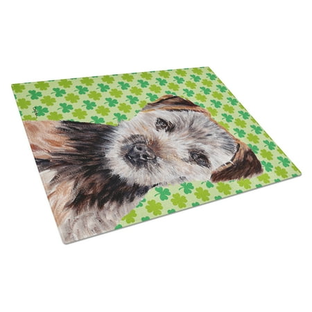 

Caroline s Treasures Norfolk Terrier Puppy Lucky Shamrock St. Patrick s Day Glass Cutting Board Large Size
