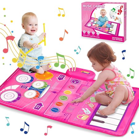 3 in 1 Musical Toys Musical Toys for Baby 1 2 3 Year Old Piano Keyboard Toys Drum Mat with 2 Drum Sticks Animal Touch Play Blanket Baby Toys for 6 9 12 18 Months Year Old Boys Girls Birthday Gifts
