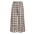thumbnail image 6 of VEKDONE Womens Plaid Wide Leg Palazzo Pants Casual Baggy Barrel Pants Trendy Elastic High Waist Comfy Straight Trousers with Pockets Khaki M, 6 of 6