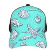 thumbnail image 3 of Disketp Seashell And Starfish Print Trucker Hat Men Women - Mesh Baseball SnapBack Cap, 3 of 7