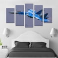 thumbnail image 3 of Cuadro Decorativo Avión Sukhoi Camuflaje Azul Juego De 5 Piezas 150x80cm Ideal Para Sala Oficina Moderna, 3 of 5
