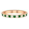 1/2 CT Bar Set Round Emerald and Diamond Half Eternity Ring for Women in Gold, 14K Rose Gold, US 4.50