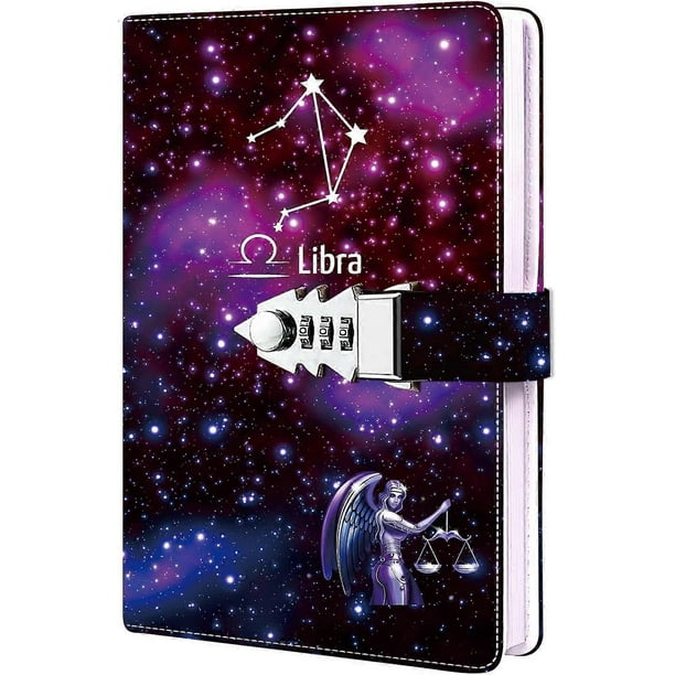 Constellation Starry Sky Diary with lock Secret Diary for Girls and women, Refillable Personal Journal with Lock 110 Sheets/220 Pages,Size A5(8.5 X 5.