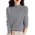 thumbnail image 2 of Sweater Tops for Women Knitted Tops Jumper Womens Cozy Sweaters Turtleneck Mock Neck Slim Fit Sweater Lightweight Shirts Solid Color Womens Tops Fall Sweaters for Women Fall Outfits Grey 4XL-5XL, 2 of 4
