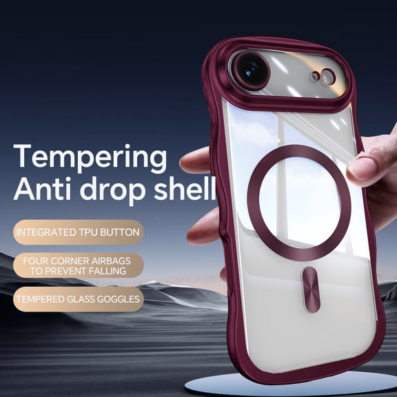 Lunvic Case for iPhone 18 Pro Max with Magnetic Ring, Flexible TPU Shock-Absorbing Protective Back Cover with Tempered Glass Lens Protectors, Dustproof, Cherryred