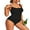 Black, variant on Charmo Womens Ribbed One Piece Swimsuits Scalloped Monokini Bathing Suits