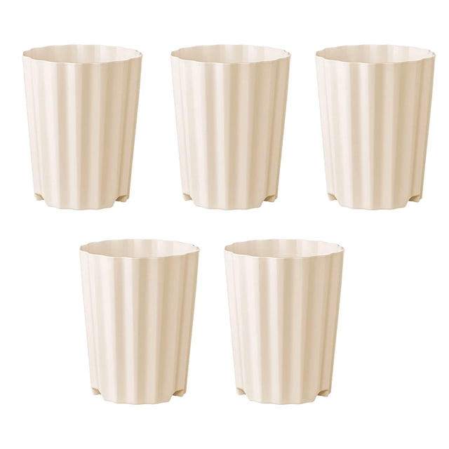 koolsoo 5 Pcs Pots de Plantes Plantes d'Intérieur Cache-Pots en Baril pour Roses Bureau Cour Beige Clair