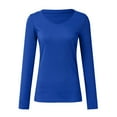 thumbnail image 4 of idosla Long Sleeve Shirts for Women V Neck Ribbed Knit Fitted Fall Basic Tshirts Going Out Tops 2025 Casual Trendy Clothes (Blue, XXL), 4 of 5