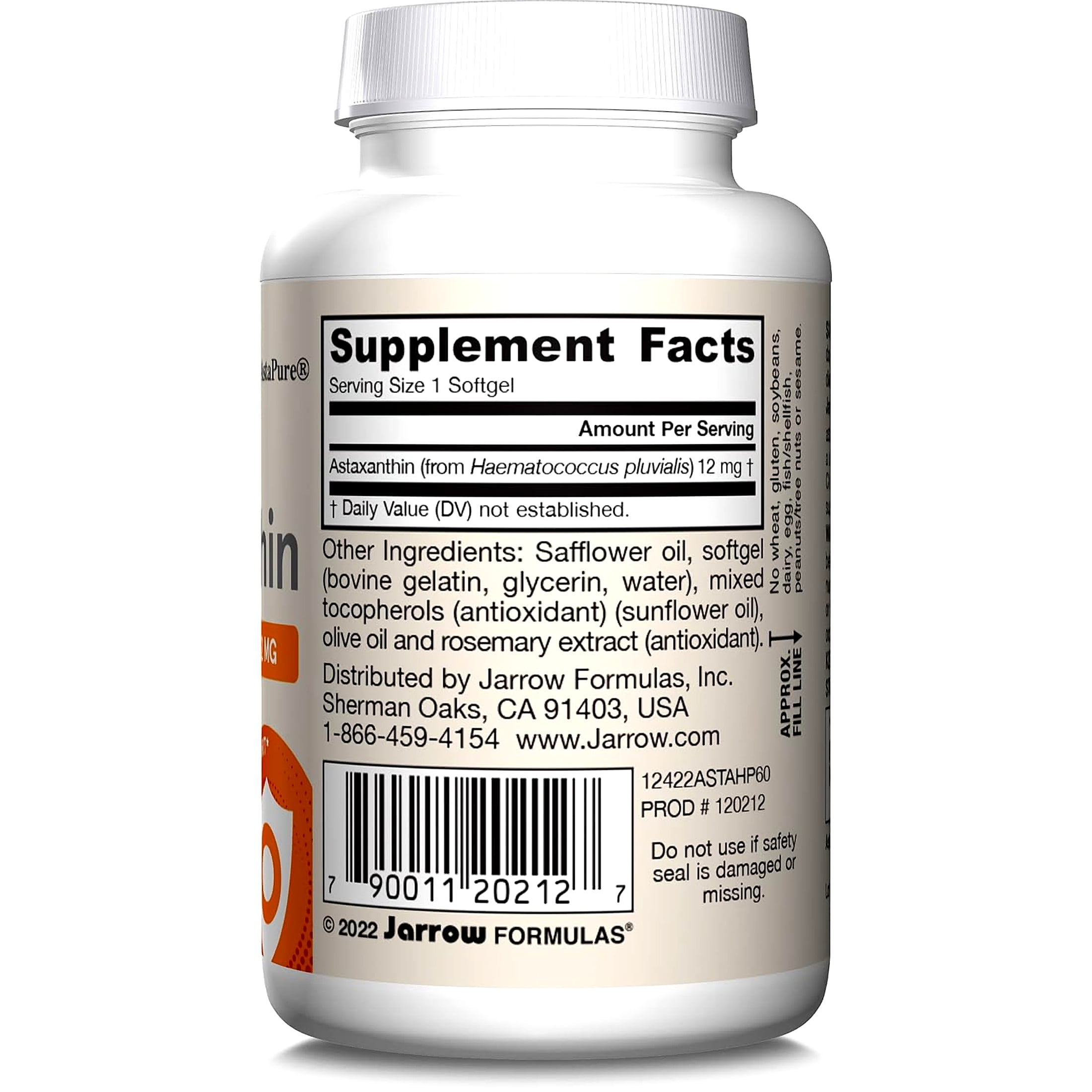 Jarrow Formulas Astaxanthin, 12 mg, 60 Softgels