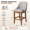thumbnail image 2 of Bar Stool Set of 2, 26" Upholstered Counter Height Stools with Back, Solid Wood Legs, Faux Leather Bar Chairs for Kitchen Island, 2 of 10