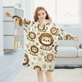 thumbnail image 5 of Dailycode Wearable Blanket Hoodie Oversized Sherpa Flannel Blankets with Pocket for 3-14 Year Old Cartoon Lion and Daisy, 5 of 7