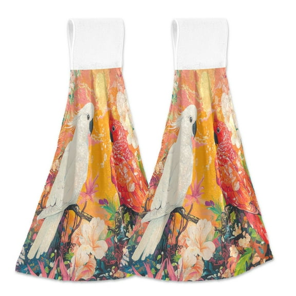 BZSMCE Hanging Hand Towels Fashion Tropical Harmony Pattern 2-Pack - Velcro Style Bathroom Kitchen Towels