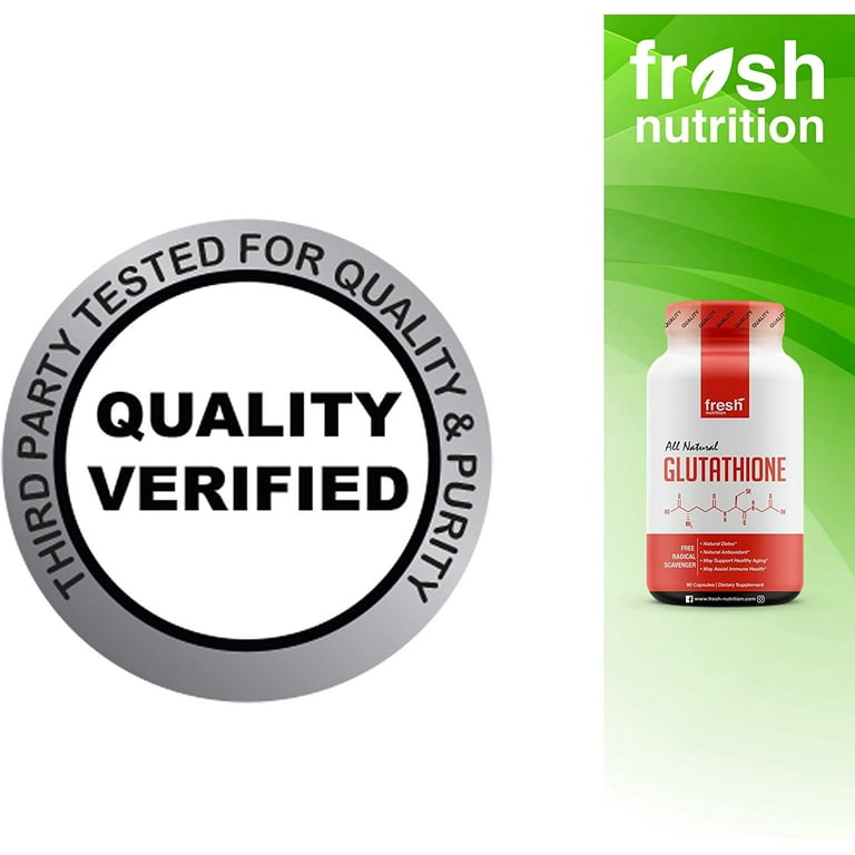 Fresh Nutrition Glutathione Supplement, 500mg Reduced Form, Vegan, DNA  Verified, 90 Capsules