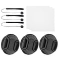 thumbnail image 1 of Juego de tapas de lente Uxcell de 52mm, 3 paquetes, tapa de lente de cámara con pinzas laterales, negra, 1 of 7