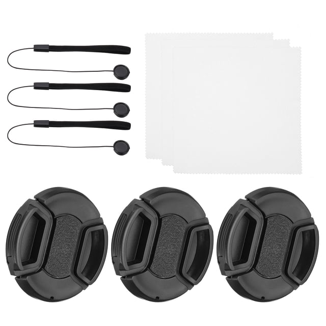Juego de tapas de lente Uxcell de 52mm, 3 paquetes, tapa de lente de cámara con pinzas laterales, negra
