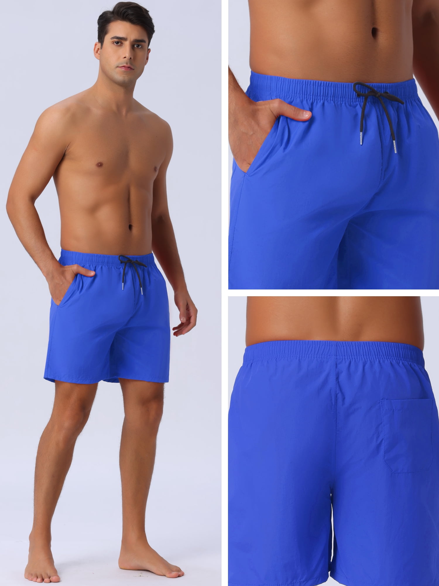 DARING DIVA Men's Elastic Waist Drawstring Surfing Board Shorts 30 Blue