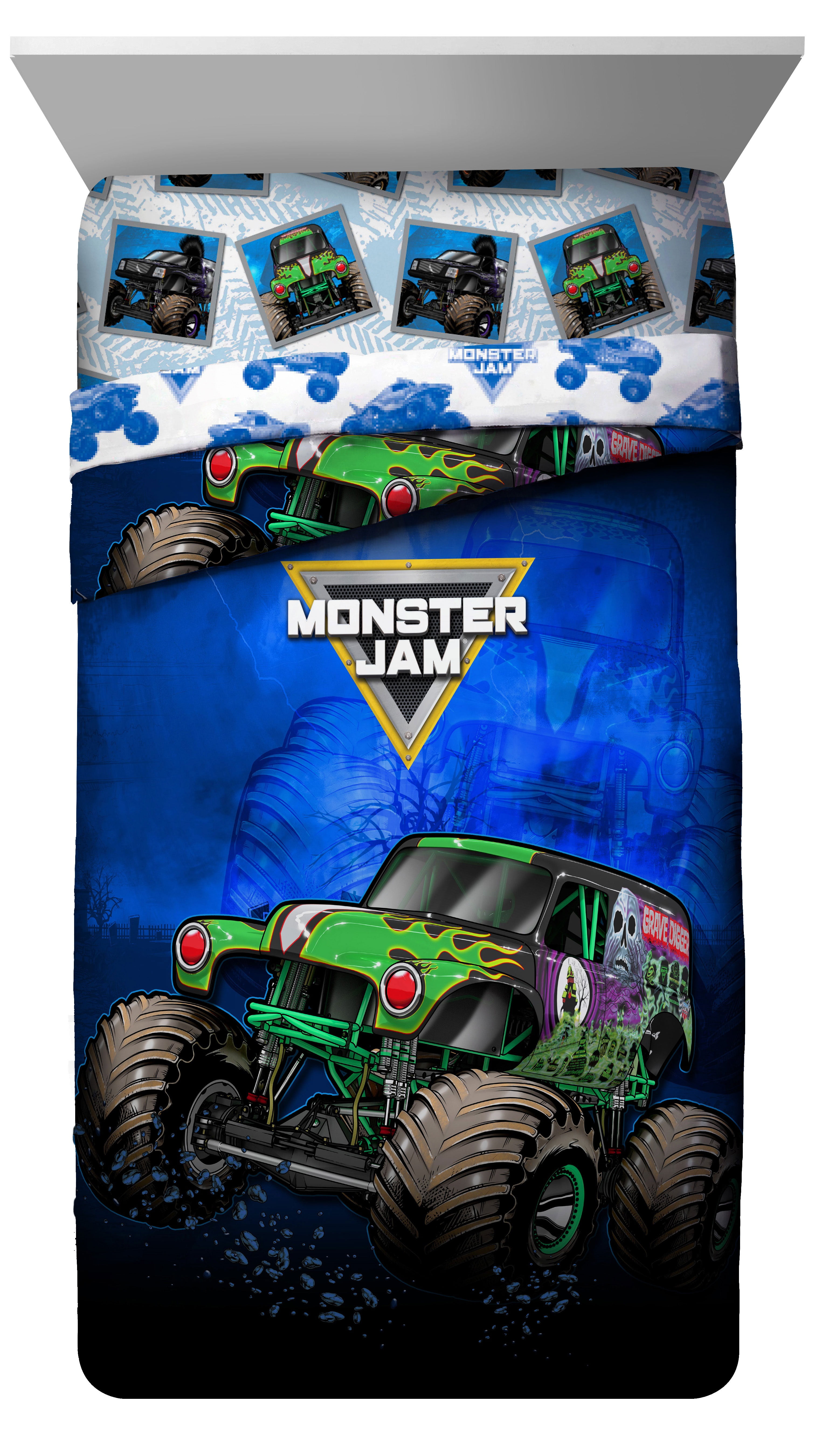 blue monster trucks personalized bedding Monster truck duvet cover set boys room twin bedding monster truck bed toddler bedding set