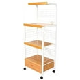 thumbnail image 2 of 59.5" Tall -Tier Microwave Kitchen Cart with Drawer and Outlet, White and Natural, 2 of 2