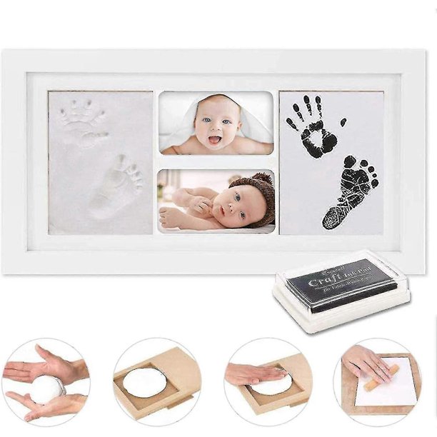 Baby Handprint And Footprint, Baby Wood Picture Frame With Plaster Cast For Baby Hand And Foot, Impression Set Picture Frame Baby Gift, Special Gift F