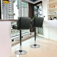 thumbnail image 3 of FULLWATT Adjustable Bar Stools PU Leather Seat Swivel Dining Chair Armless Barstools, Set of 2, Black, 3 of 11