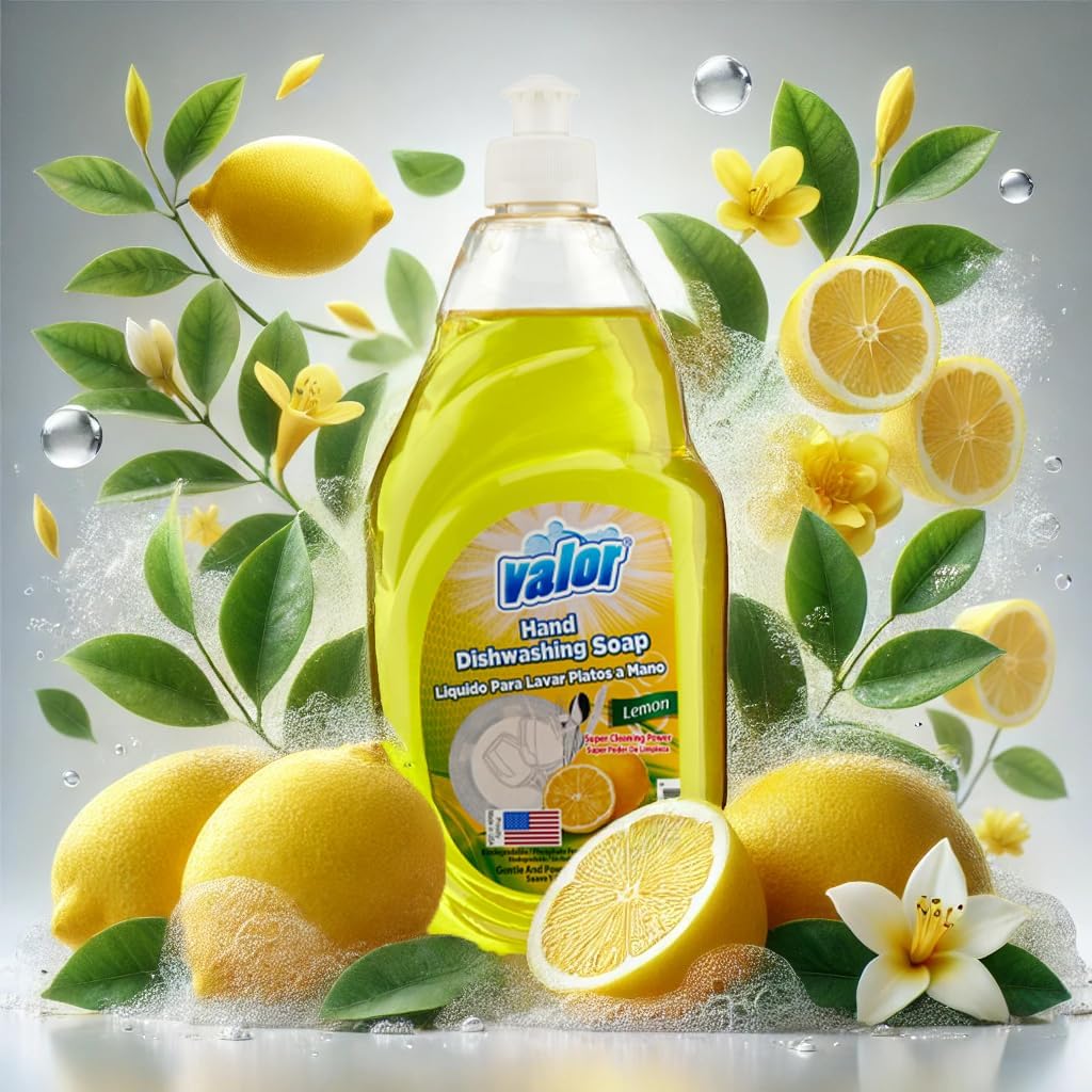 Valor Dishwashing Liquid, 25 fl oz – Dish Soap for Kitchen & Bathroom, Grease-Fighting, Gentle on Hands, Fast Rinse, Eco-Friendly Biodegradable Formula
