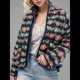 thumbnail image 4 of Chaqueta Acolchada Corta con Estampado Floral Vintage para Mujer, Chaqueta Corta Abierta Al Frente, Ropa de Abrigo Flores Azul Oscuro M, 4 of 10