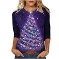 thumbnail image 2 of Wycnly Cute Christmas Shirts Christmas Shirts for Women Fashion Christmas Tree Graphics Cute Tee Tops Ladies Xmas Crewneck 3/4 Sleeve Lightweight Pullover Blouses Christmas Clearance, 2 of 5