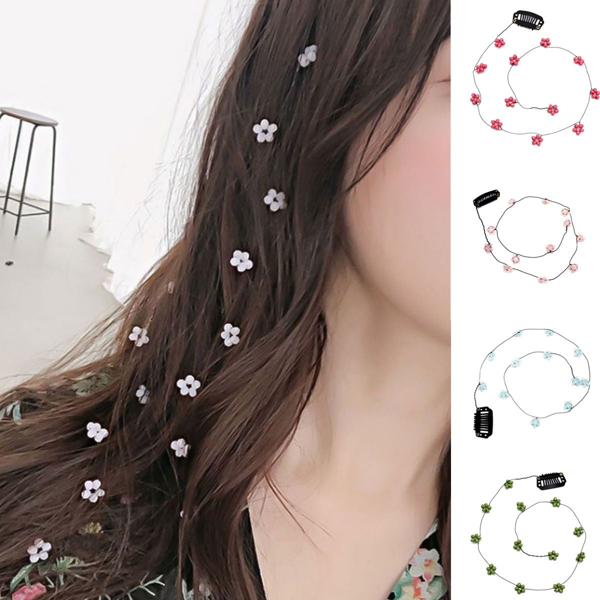 Meidiya Handmade Streamline Hair Extensions Hair Clip Pins with Acrylic  Flowers Bead - DIY Hair Clip Comb Hairpin Headdress Hair Accessories for  Women 