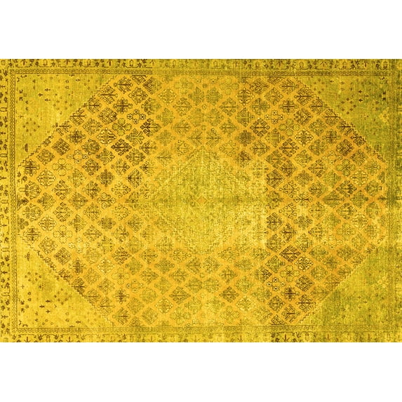 Ahgly Company Indoor Rectangle Persian Yellow Traditional Area Rugs, 5' x 8'