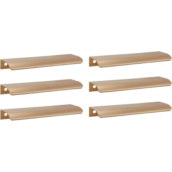 6Pcs 5.9" Champagne Gold Arc Edge Banding Invisible Aluminum Handle,Arc Surface Pull,Edge Pulls Furniture Drawer Handles Hidden Cabinet Handle,Hole Dia.5.04"/128mm