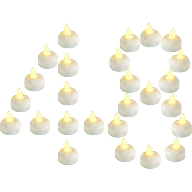 Pack of 36 Flameless Floating Candles, Warm White LED Flickering Tea