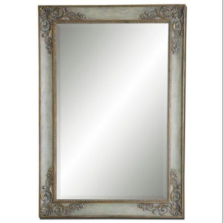 86" Oversized Golden Ivory & Gray Framed Beveled Rectangular Wall Mirror
