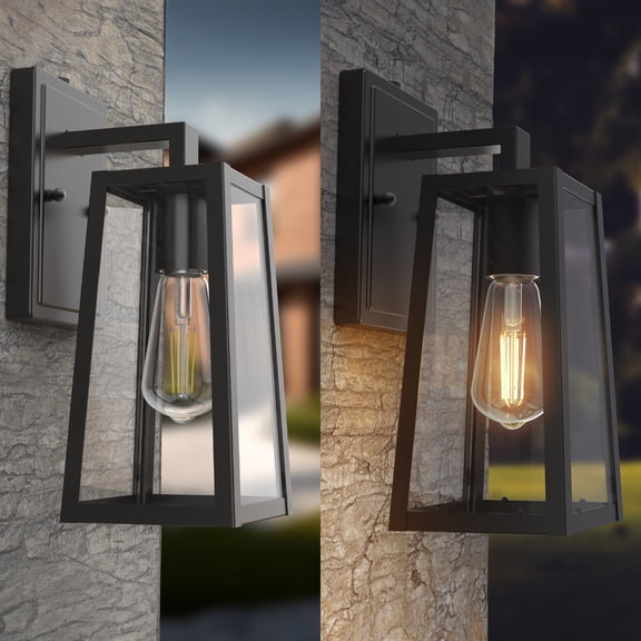 Sunco Outdoor Wall Sconce Avalon Cage Outdoor Classic Ambient Dusk to Dawn Lighting Fixture 1000 Lumens ST58 Filament Bulb Included 3000K Warm White Non-Dimmable E26 Base 8.5W=75W UL/ETL