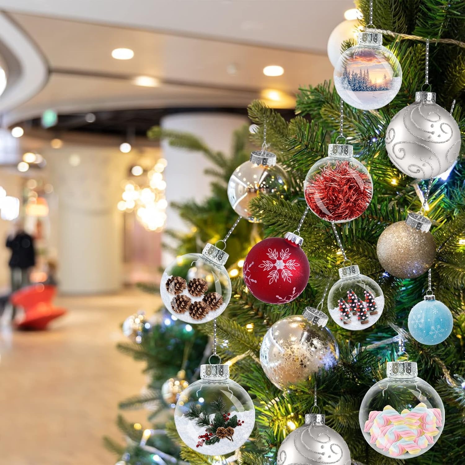 Fillable Ornament Balls,Clear Christmas Decoration Ball,12 Pcs 2.36 in Plastic Ornaments Balls,Sphere Christmas Decor Balls for Xmas Tree Wedding Birthday Home Decor,Christmas Gift