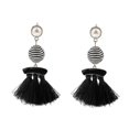 thumbnail image 1 of Behomia Enamel Fringed Tassel Ball Beads Pearl Dangle Stud Earrings Red----Black--Product code 74895 Black, 1 of 5