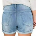 thumbnail image 4 of Women's Denim Shorts Jean Shorts Womens, Women's Casual Denim Shorts Stretch Ripped Hem Jean Shorts with Pockets Women's Mid-Rise Slim Shorts Light Blue S Warehouse Amazon Warehouse, 4 of 7