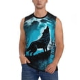 thumbnail image 1 of Balery Blue Full Moon Wolf Camisetas sin mangas para hombre, absorbe la humedad y protege contra el mal olor.-Medium, 1 of 7