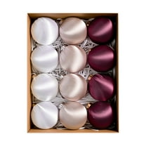 Christmas Ornaments, Flocked Satin Christmas Balls, 12 Pcs Xmas Tree Decorations with Hanging Ropes, 2.4 Inch Durable Plastic Holiday Decorative Balls for Indoor Outdoor Use