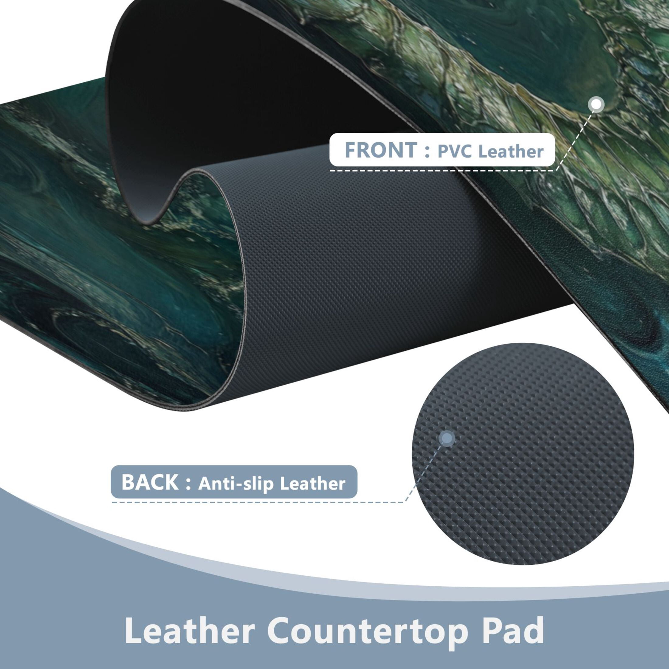 Wobogo Green Seahorse Gaming Mouse Pad Non-slip Leather Desk Mat Water Resist Keyboard Pad for Gamer Office 16.5×35.4in