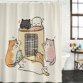 thumbnail image 2 of Beige Cute Cat Shower Curtain, Waterproof Shower Curtains for Bathroom, Cartoon Funny Heater Cats Washable Fabric Bathtub Curtain Set Bath Decor with 12 Hooks Stall 36"x72", 2 of 8