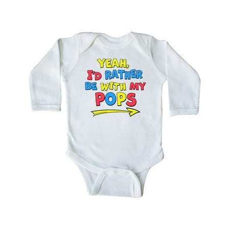 

Inktastic Yeah I d Rather be with My Pops in Red Yellow and Blue Gift Baby Boy or Baby Girl Long Sleeve Bodysuit