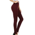 thumbnail image 3 of Sakkas Warm Soft Fleece Lined High Waist Leggings - Burgundy Cable Knit - One Size, 3 of 7